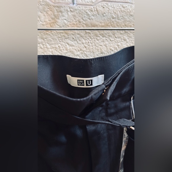 Uniqlo 100% Cotton Black Belted Midi Skirt Size 8 - Picture 4 of 5